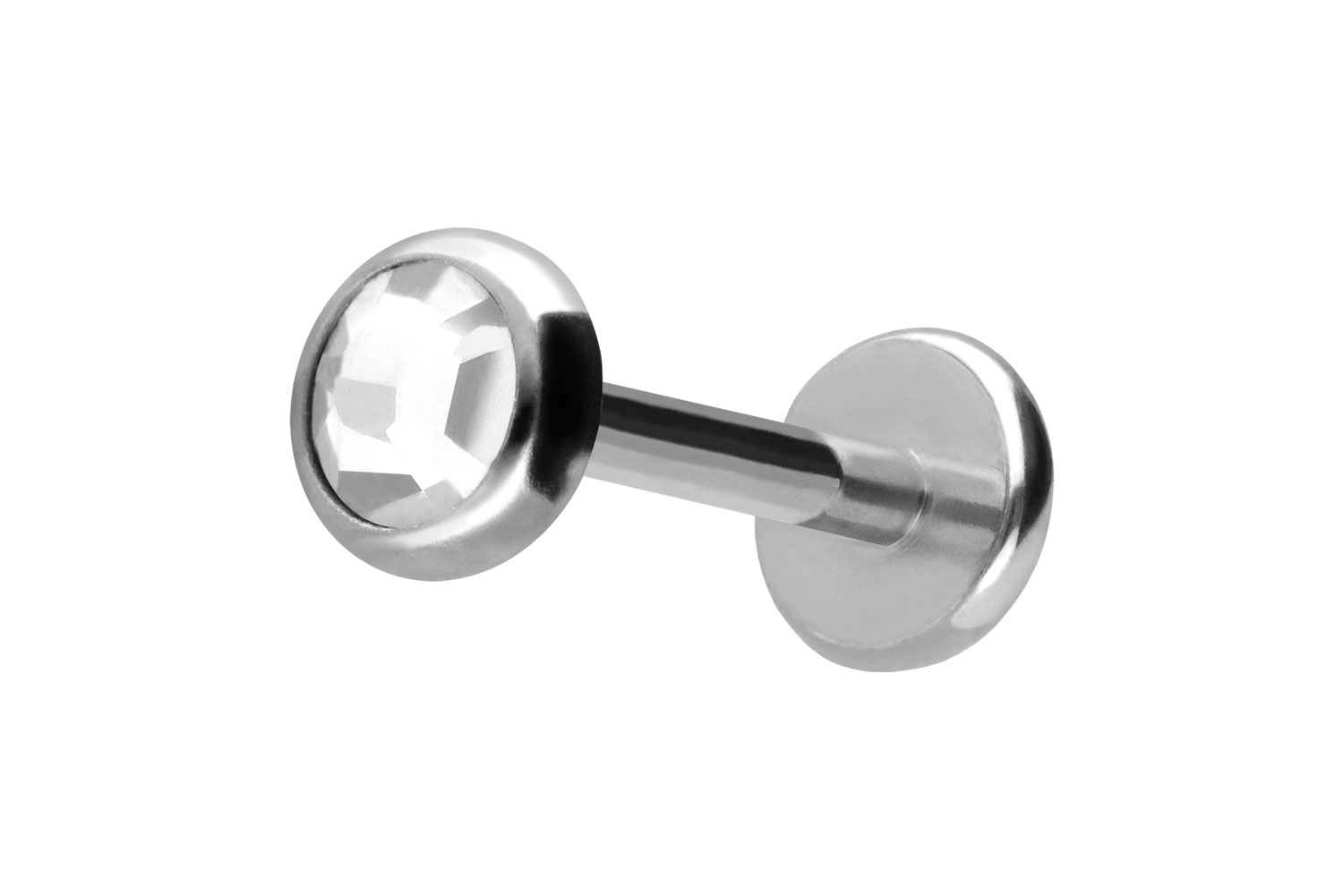 Titan Labret Piercing mit Push Fit KRISTALLDISC